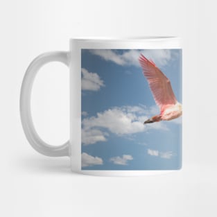 Roseate Spoonbill In Flight On A Beautiful Day Mug